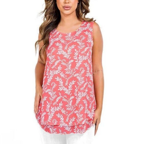 NWT Cristina B Ladies' Sleeveless Top Pink Floral Size Medium - Picture 1 of 3